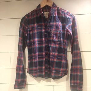 Hollister Plaid long sleeve flannel  top xs